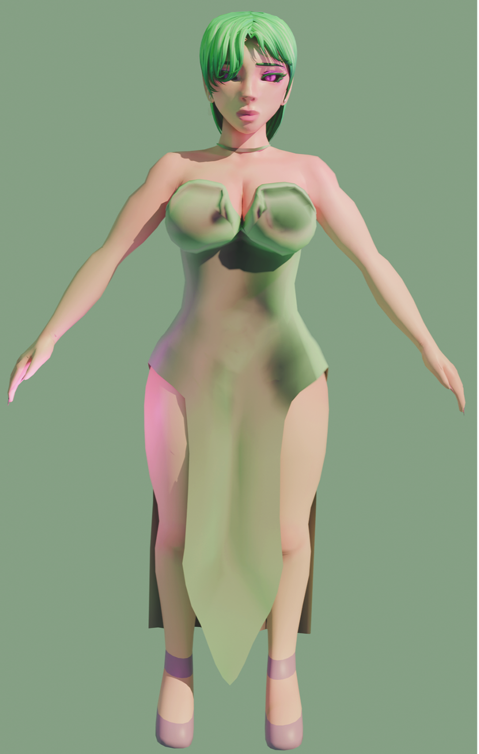 Front of Lilac 3D render of the front of LiannaLilac's VR model.