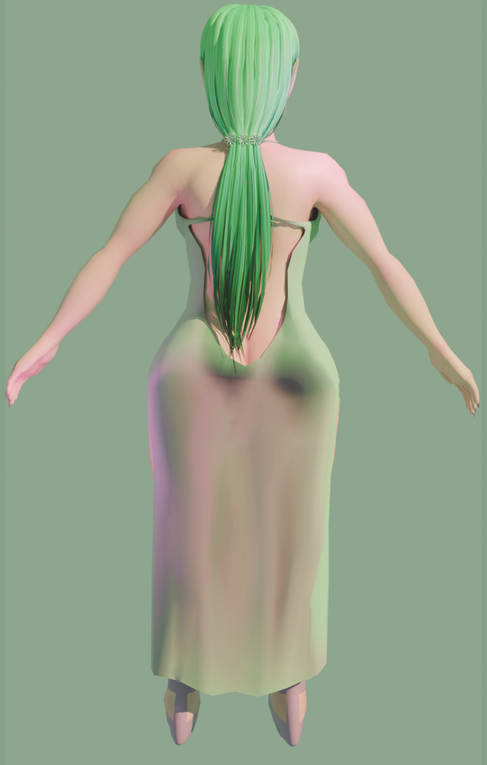 Lilac's Back 3D render of the back of LiannaLilac's VR model.