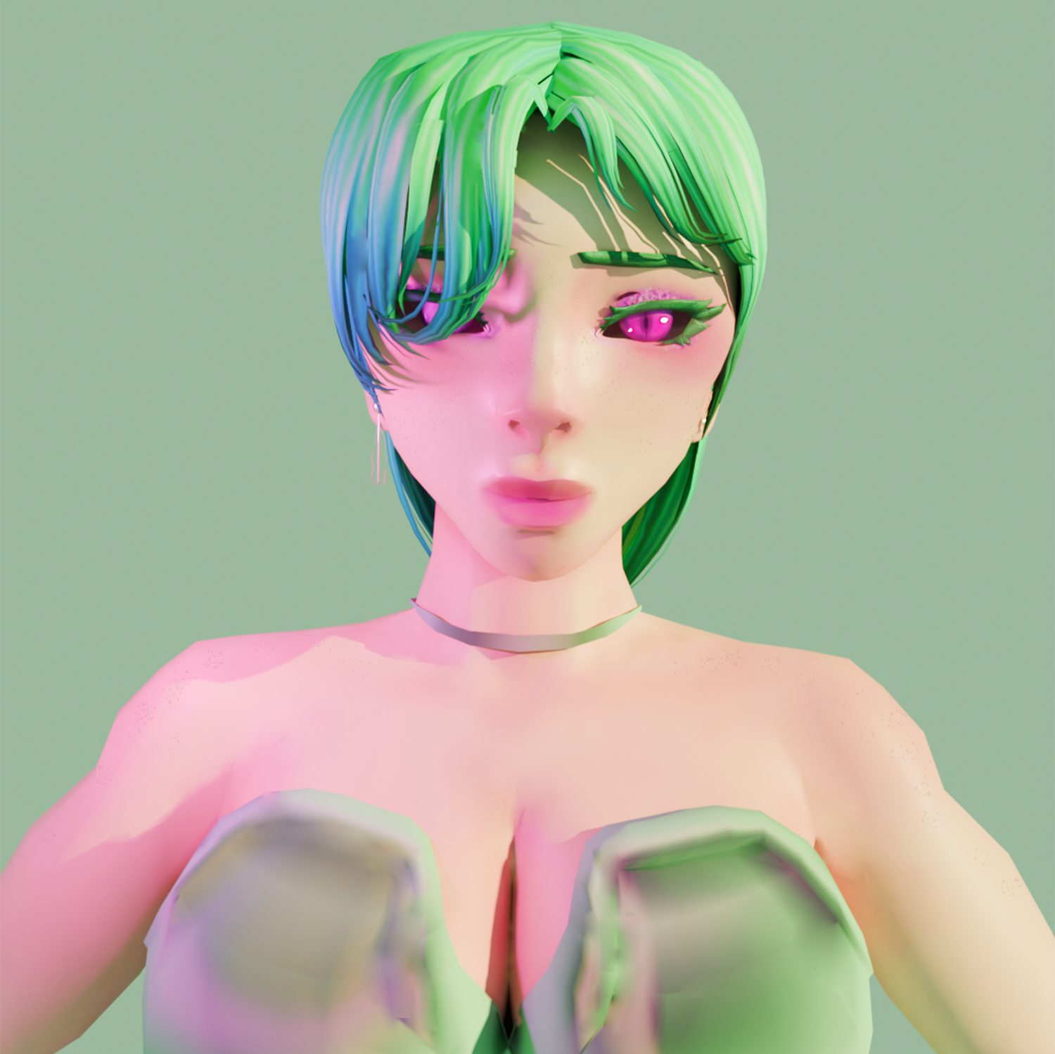 3D render of the front of LiannaLilac's VR model with a resting face